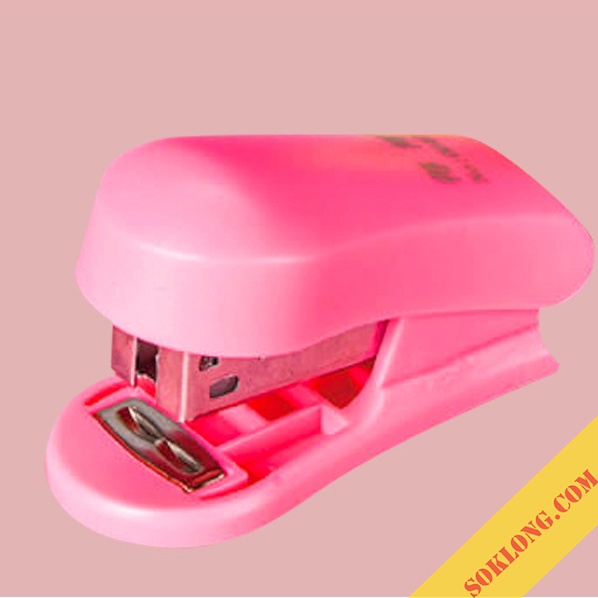 Bấm ghim mini Pastel K72 kèm hộp 400 đạn ghim sẵn SOKLONG, dập kim giấy kẹp ghim tiện lợi
