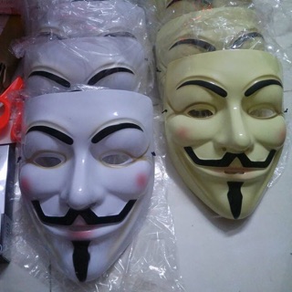 Bộ 2 Mặt nạ hacker Anonymous Trắng - Vàng