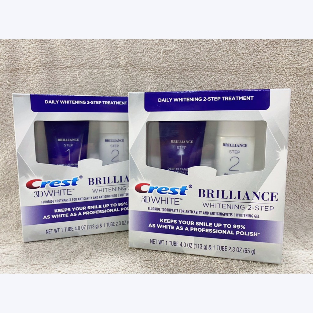 Bộ đôi kem đánh răng Crest 3D white Brilliance 2 Steps Tooth Paste