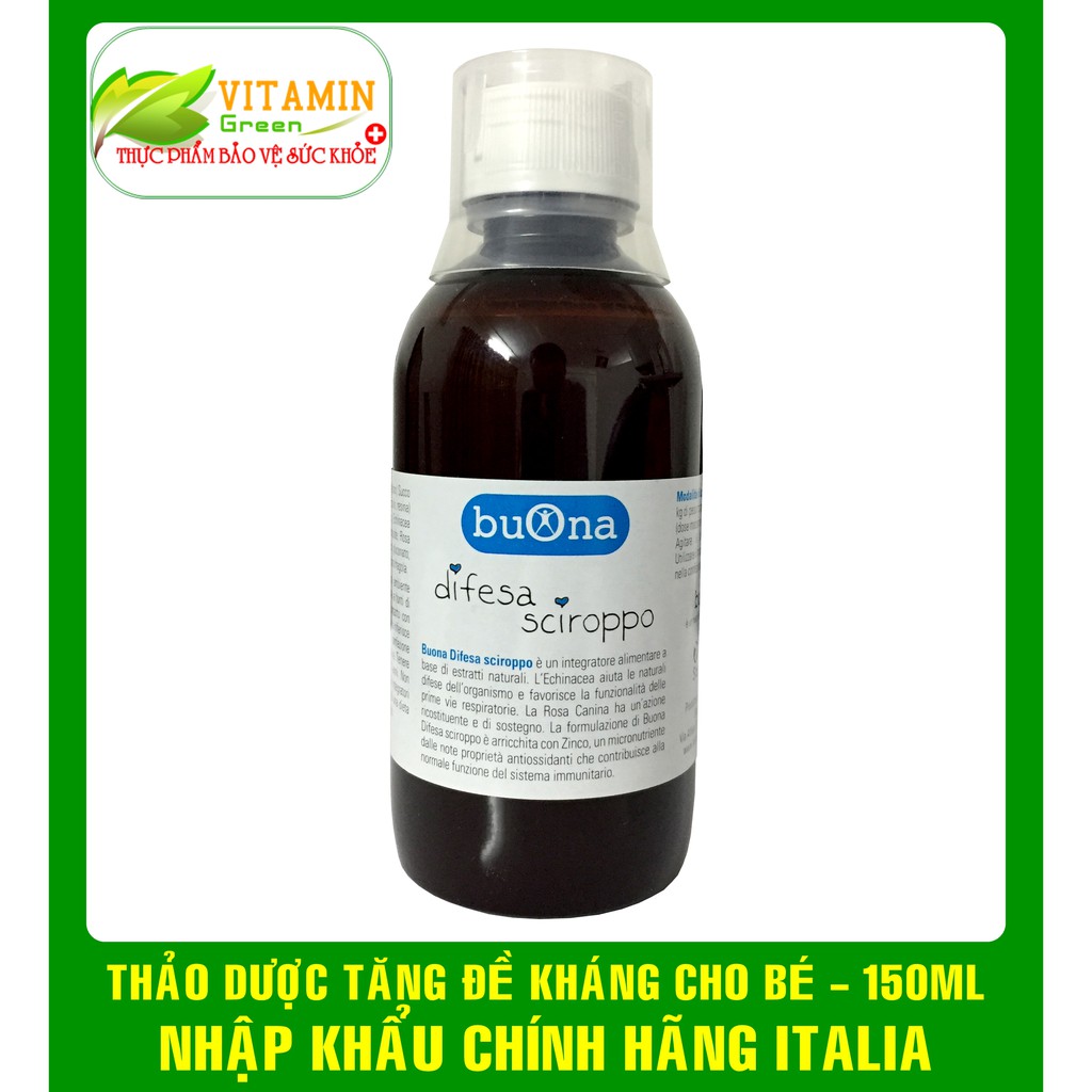 BUONA DIFESA SIRO TĂNG ĐỀ KHÁNG CHO BÉ TỪ THẢO MỘC THIÊN NHIÊN 150ML | NHẬP KHẨU CHÍNH HÃNG ITALIA