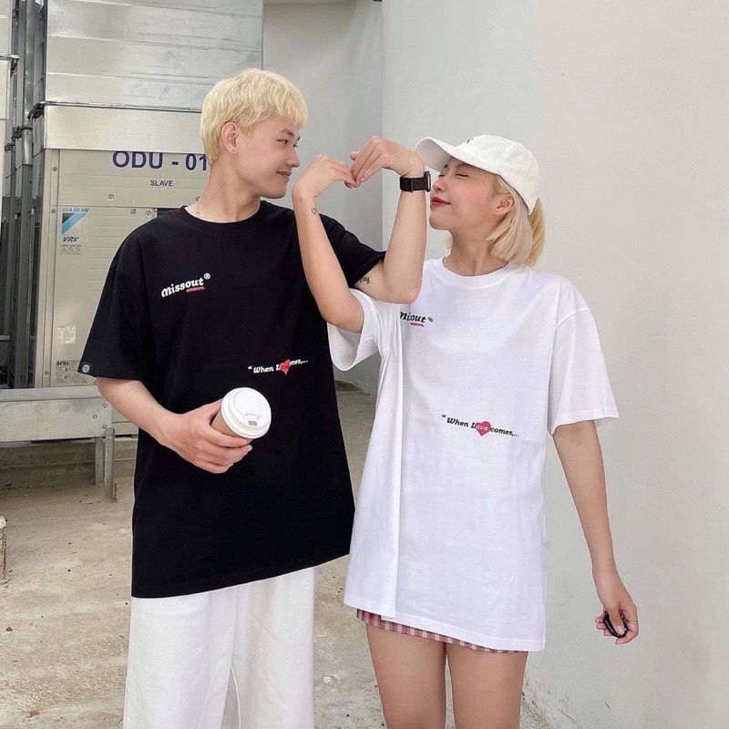 Áo Thun missout love 2 màu nam nữ Full Tag tay cổ