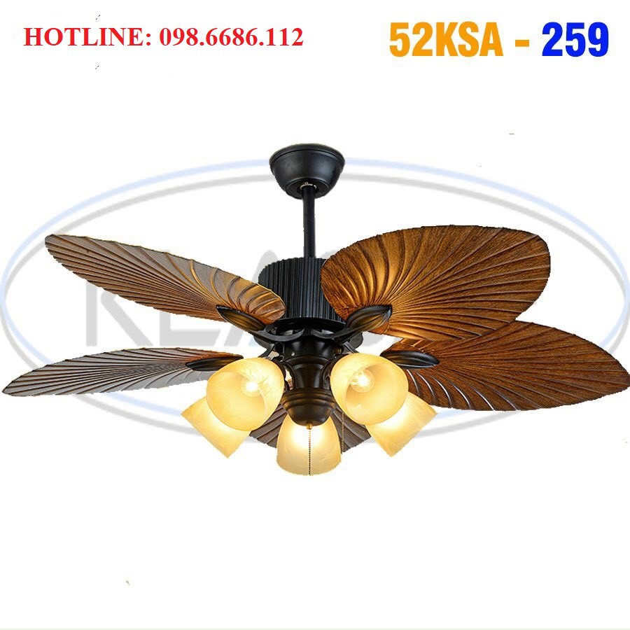 (BH 5 năm, tặng bóng điện)Quạt trần cánh lá sang trọng có đèn trang trí - êm và mát - Sang trọng - Có điều khiển từ