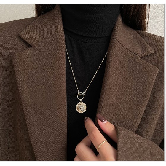 Dây chuyền mặt đồng xu Hy Lạp hot trend _vòng cổ unisex retro charm đồng xu trang sức  - Lolotica