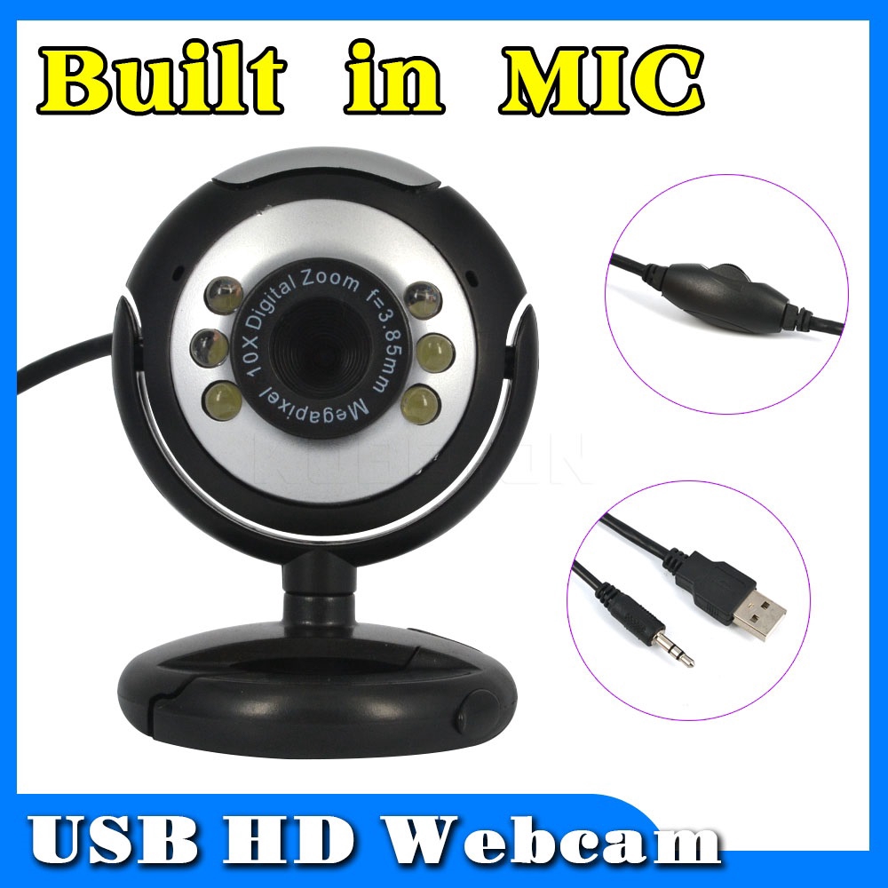 Webcam mini kĩ thuật số tích hợp 6 đèn LED kèm microphone chất lượng HD cắm USB