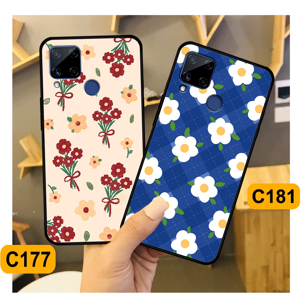 Ốp Realme C12 / C15 in hình hoa cỏ nhẹ nhàng,họa tiết caro xinh xắn.ốp lưng chống sốc