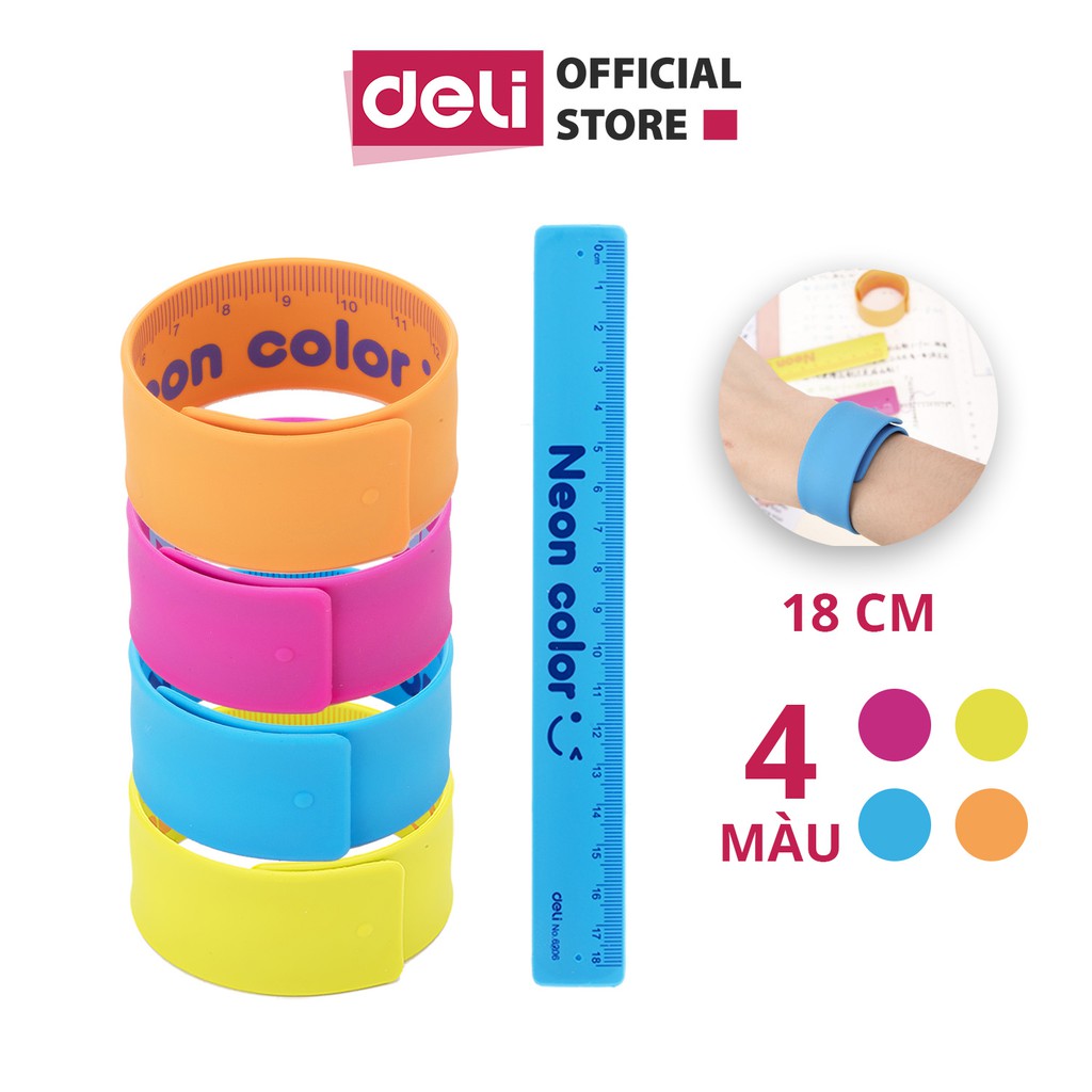 [Mã LIFEB04ALL giảm 10% tối đa 15K đơn 0Đ] Thước kẻ cuộn 18cm Deli - Xanh dương, Vàng, Hồng, Cam - E6206