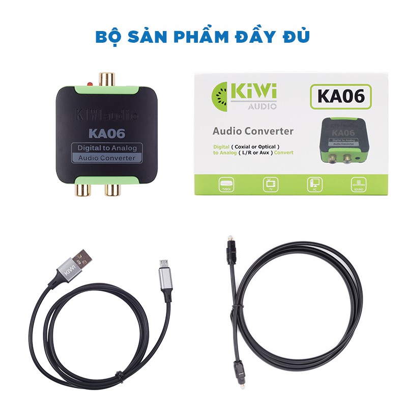 Bộ chuyển đổi âm thanh Kiwi KA06 CHÍNH HÃNG tặng kèm dây quang và dây USB