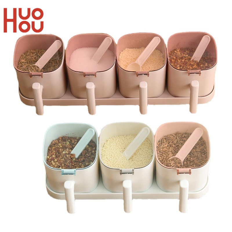Set hộp đựng gia vị bằng nhựa tiện lợi đa năng dành cho nhà bếp