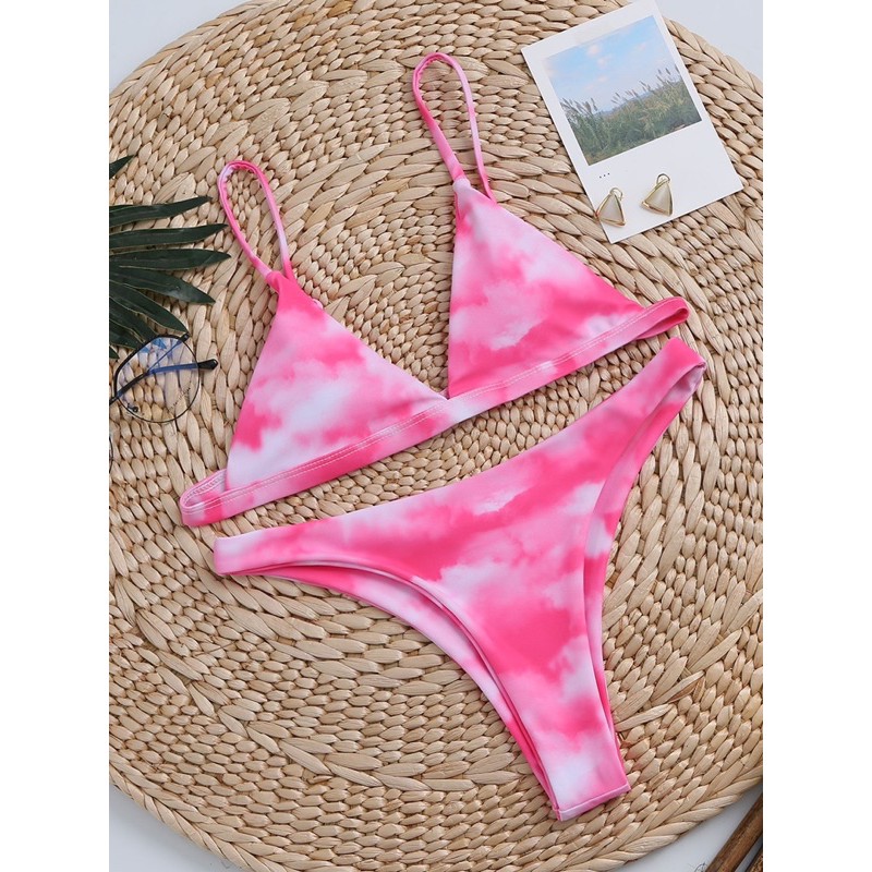 [BKN963] &lt;ÂU&gt; SET BIKINI TRIANGLE HỒNG LOANG