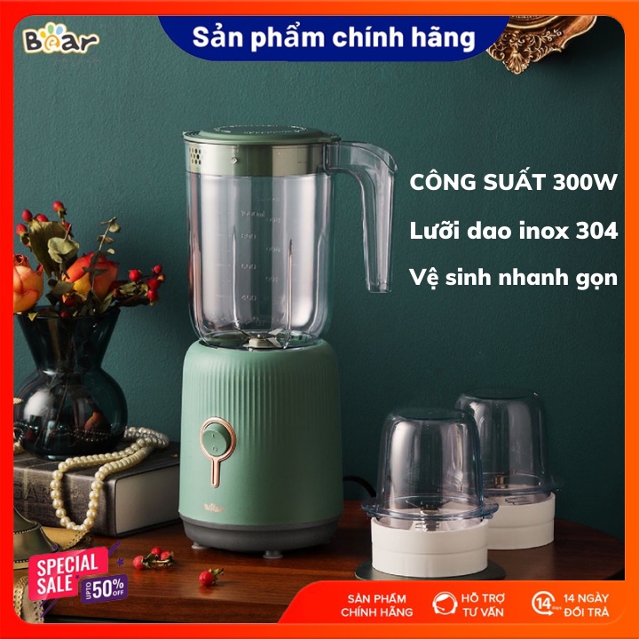 Máy xay sinh tố Bear LLJ-C10P1 (BL-B10V2)-Đa năng 3 cối,gồm 3 trong 1,xay thịt,nghiền nát thực phẩm-Bảo hành 12 tháng