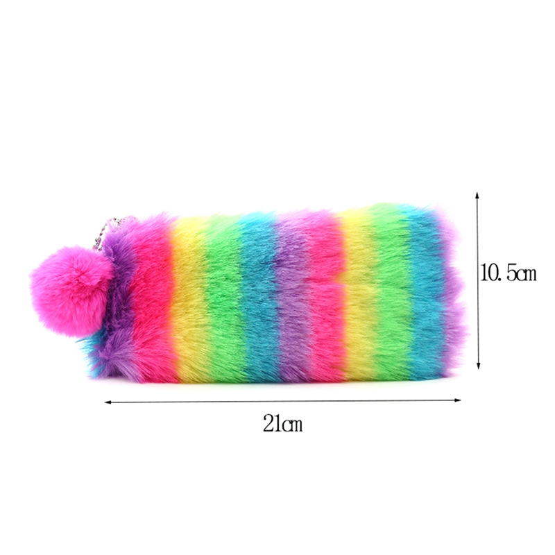 Korean Kawaii Penal Cute Plush School Pencil Case Rainbow Pencilcase for Girls Large Big Pen Bag Stationery Pouch Box Supplie