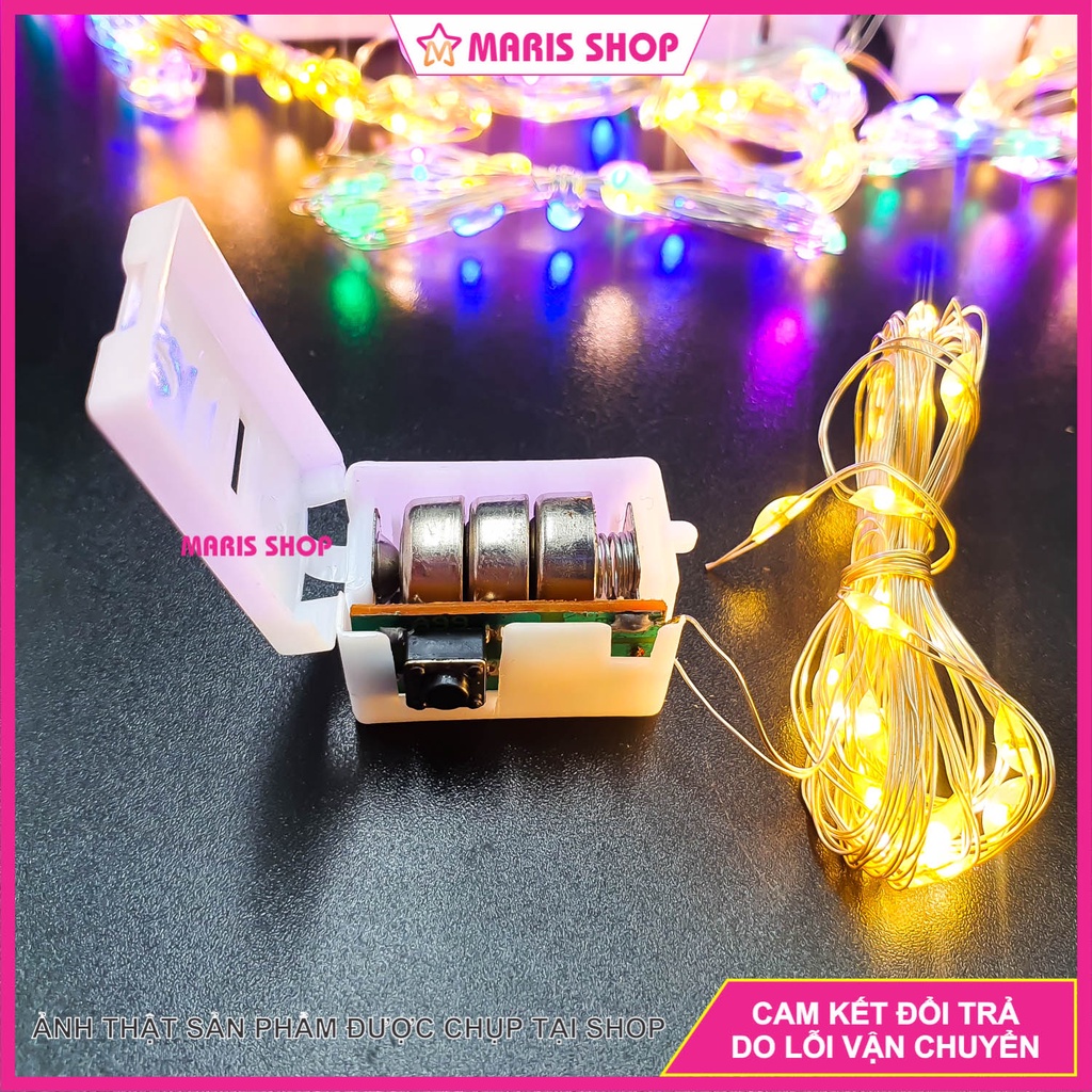 Dây đèn LED đom đóm Fairylight CÓ SẴN PIN dài 2m trang trí Noel hang đá, Giáng Sinh và trang trí Tết nhiều màu