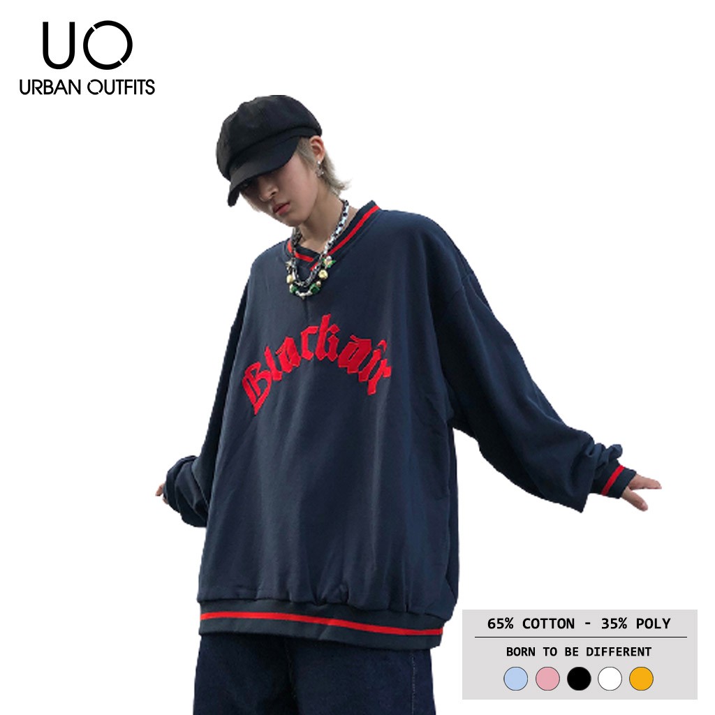 Hàng OUTLET 3 Màu SWO10 Áo Sweater Nam Nữ Form Rộng URBAN OUTFITS In BLACK AIR Thun Cotton Nỉ