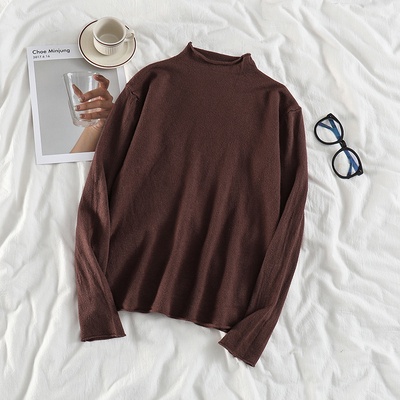 NUZIRO Áo sweater  cổ cao tay dài phong cách đơn giản thời trang dành cho nữ