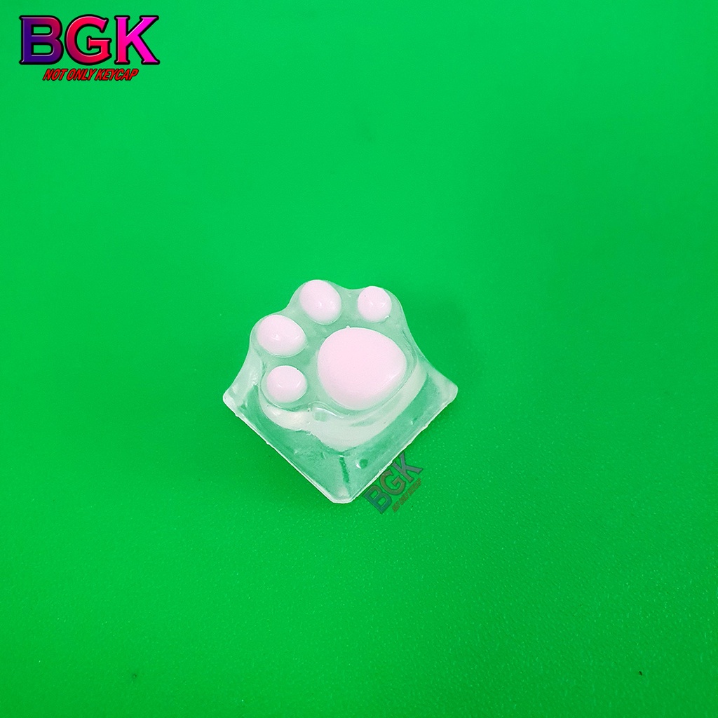 Keycap Lẻ Artisan Dấu Chân Mèo dễ thương màu trong suốt ( cast resin nhiều lớp, Keycap bàn phím cơ,keycap resin độc lạ )