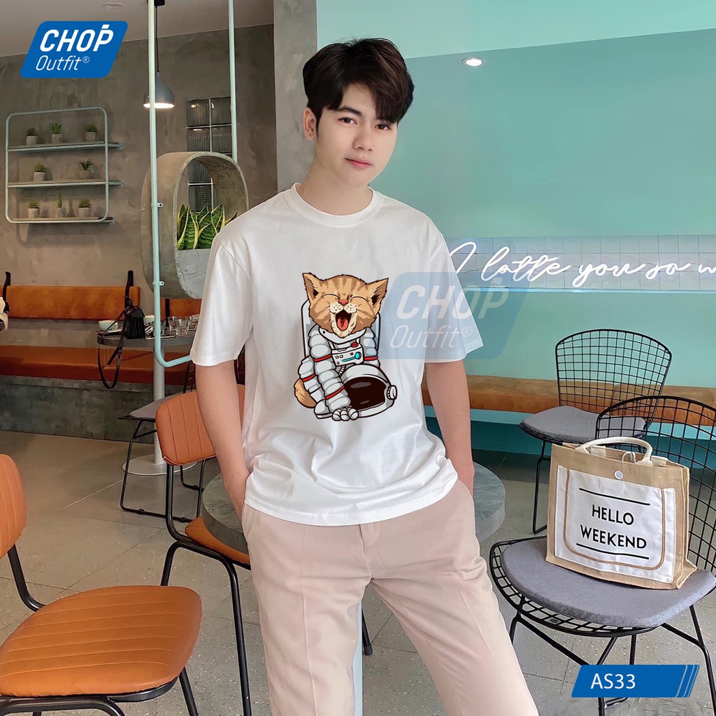 Áo Thun Chóp Outfit Dáng Rộng In Hình Phi Hành Phong Cách Trẻ Trung AS33