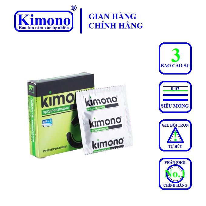 Bao cao su Kimono 0.03 3 bao / hộp - Kéo dài thời gian quan hệ