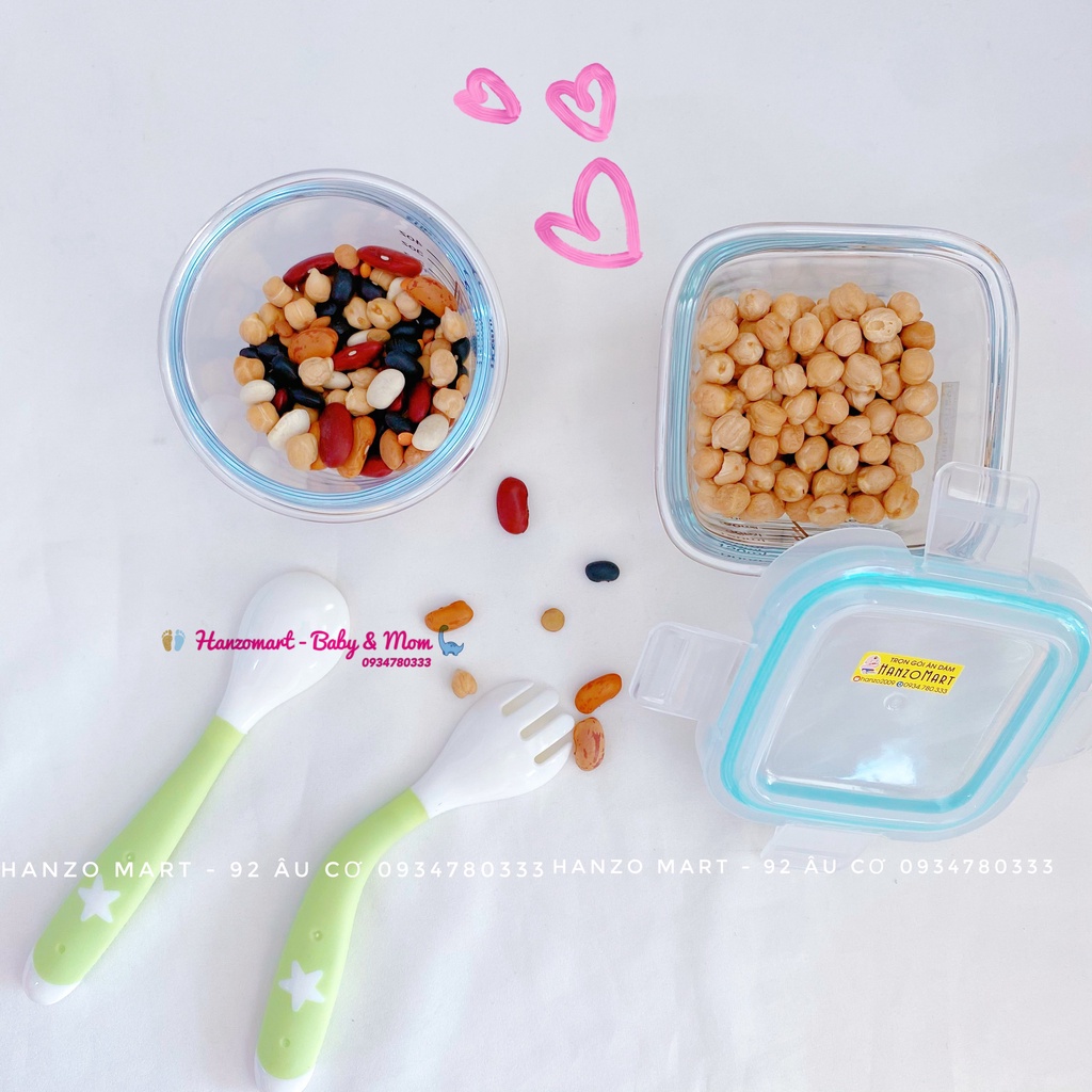 Hộp thủy tinh cao cấp chia vạch có nắp đậy 120ml