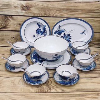  bộ bàn ăn cao cấp gốm sứ Minh Long 14 món - bộ bàn ăn cao cấp sứ Minh Long 