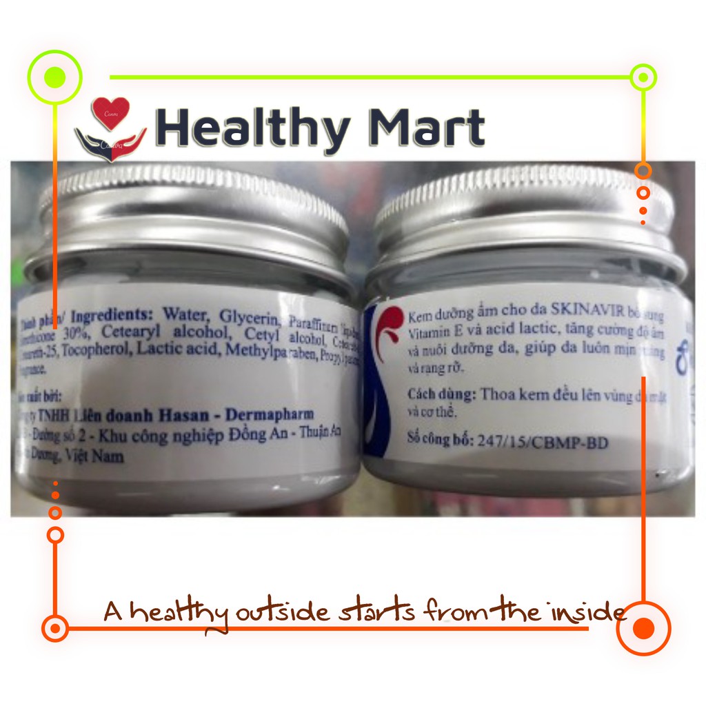 ✔️️️Kem dưỡng ẩm Skinavir - Cty Hasan - 45gr - Skin Avir