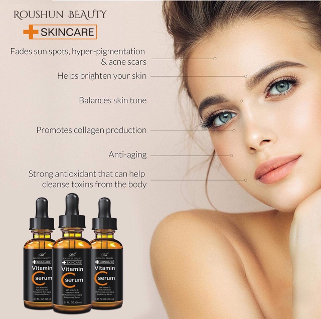 🇭🇰Serum Tinh Chất Vitamin C 20% Giảm Mụn Giúp Da Sáng Khoẻ Roushun