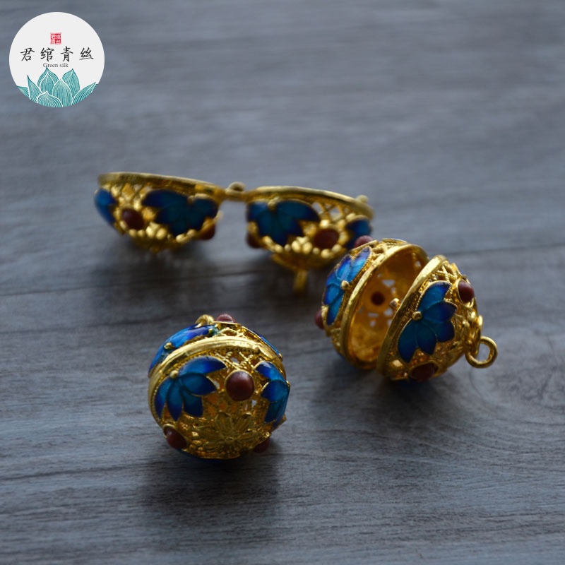 Bingyingge Mặt Dây Chuyền Bằng Đồng Nguyên Chất Tự Làm Hình Hoa Màu Xanh Dương 18MM Có Thể Mở Được