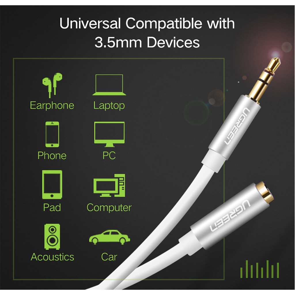 Cáp Nối Dài Audio 3.5mm Cao Cấp Ugreen AV118 | Không hỗ trợ Mic