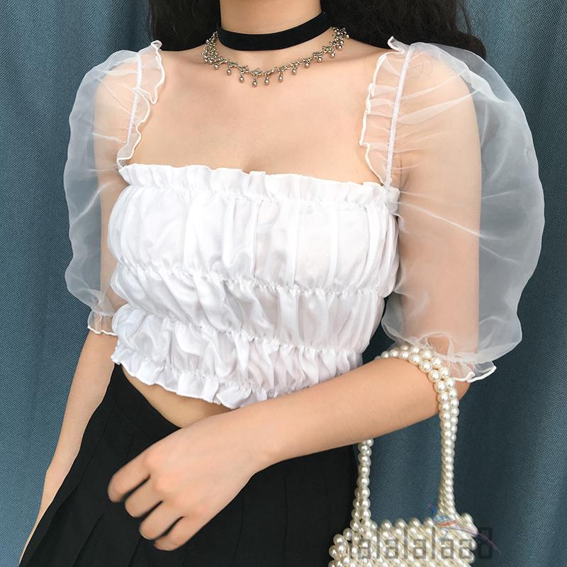 Áo Croptop tay phồng phong cách vintage | BigBuy360 - bigbuy360.vn