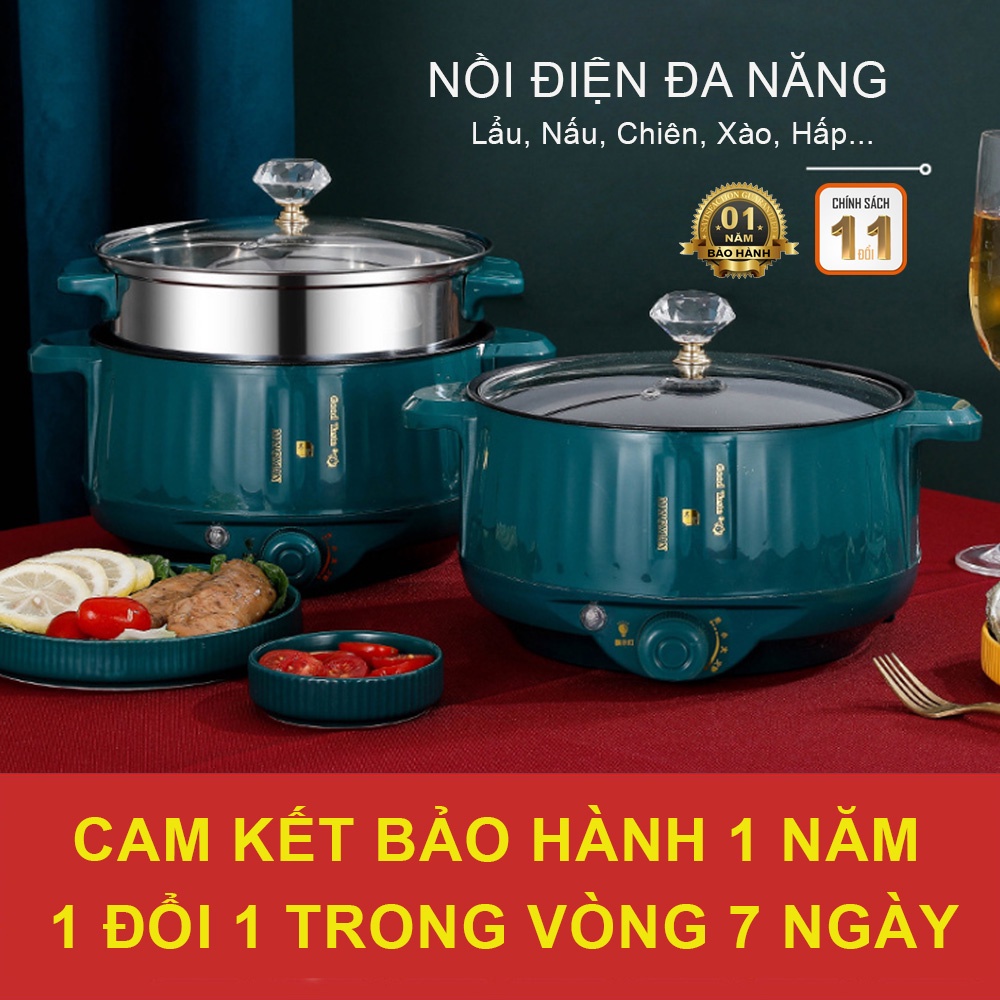 [CHÍNH HÃNG]  Nồi Lẩu Cắm Điện Mini Đa Năng (Lẩu , Xào, Nấu, Chiên,Hấp...) Chống Dính Cao Cấp,Bảo Hành Chính Hãng