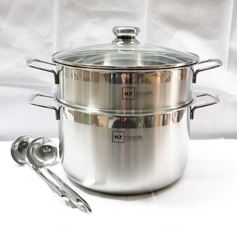 Bộ nồi xửng hấp inox 28cm nắp kính cường lực Fivestar HT Cook sử dụng được trên tất cả các loại bếp kể cả bếp từ