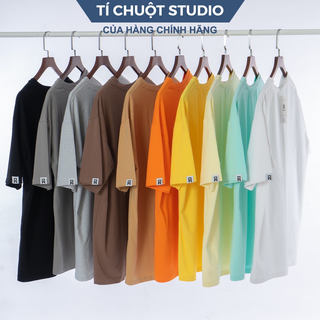 Áo thun nam nữ cổ tròn, áo phông trơn form rộng tay lỡ không xù lông - Tí Chuột Studio