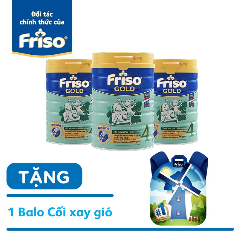 combo 3 lon sữa bột friso 4 900g tặng balo