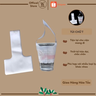 Túi chữ T bán mang về, take away, đựng cốc mang đi W1coffee
