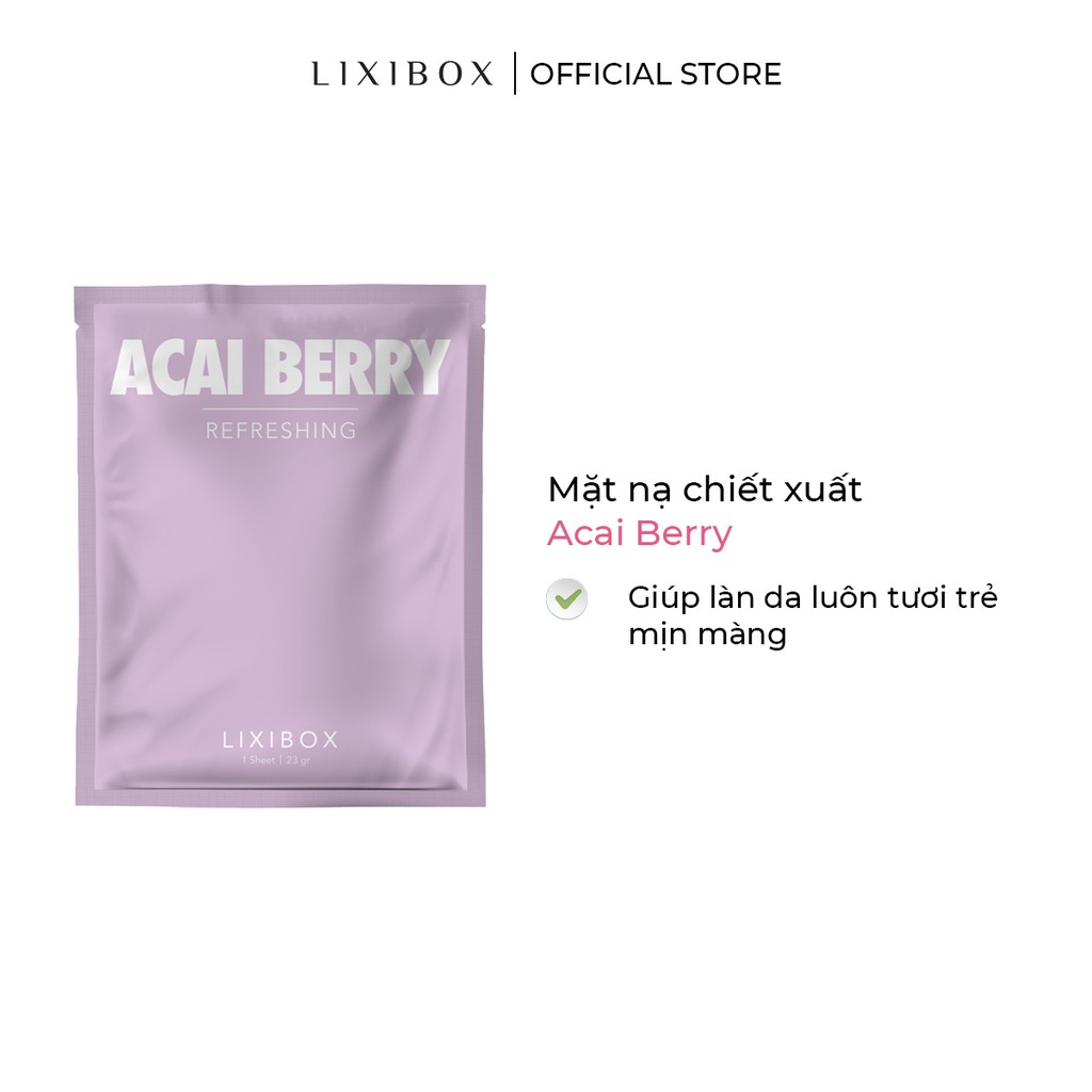 [HB GIFT] Combo Túi vải Lixibox và 3 mặt nạ dưỡng da Lixibox - Acai Berry (23gr/mặt nạ) | BigBuy360 - bigbuy360.vn