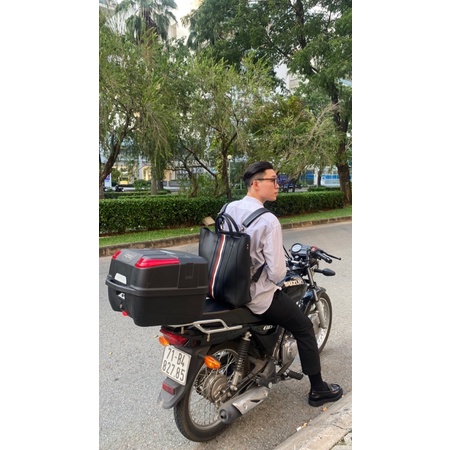 Túi tote da Khôi store đa năng phiên bản sọc vừa lap 16inch