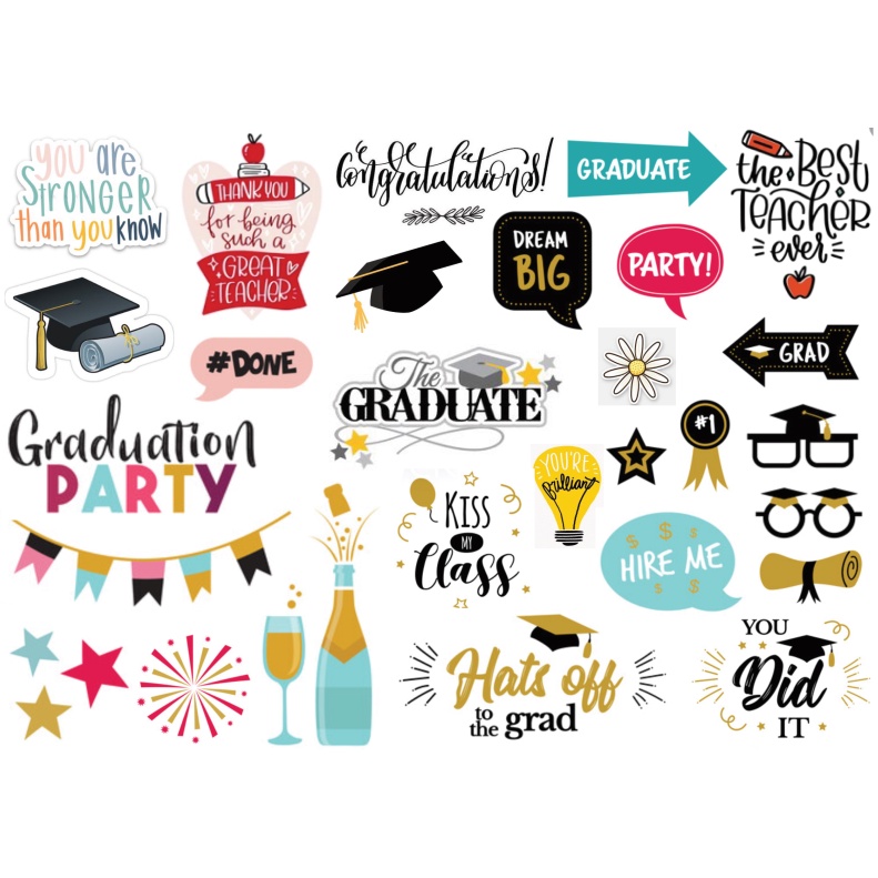 Sticker dán happy birthday, thôi nôi, lễ tốt nghiệp, trang trí kỷ yếu, sổ dán ảnh lưu niệm