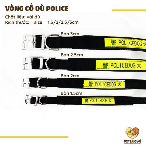 VÒNG CỔ DÙ DẠ QUANG POLICE CHO CHÓ