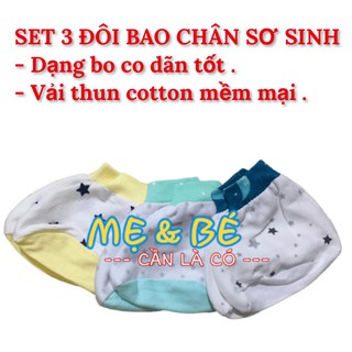 Set 3 Đôi Bao Chân Cho Bé Sơ Sinh Hotga  (sơ sinh-6 tháng vải cotton bo thun )