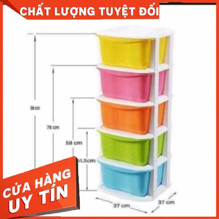 Tủ nhựa đa sắc ngăn kéo 5 tầng có bánh xe hàng Việt Nhật Giá Rẻ.