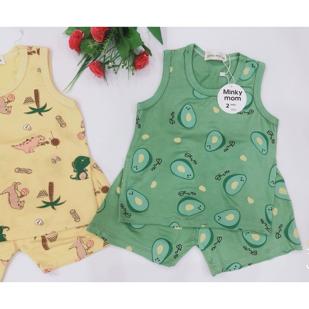 Sale !!! Bộ thun lạnh sát nách hàng Minkymom hình quả Bơ-Cà rốt cho bé