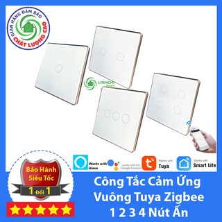 [BH 12 tháng] Công Tắc Cảm Ứng Điều Khiển Từ Xa TUYA ZIGBEE 1 2 3 4 Nút Ấn Viền Vàng Mặt Kính Cảm Ứng
