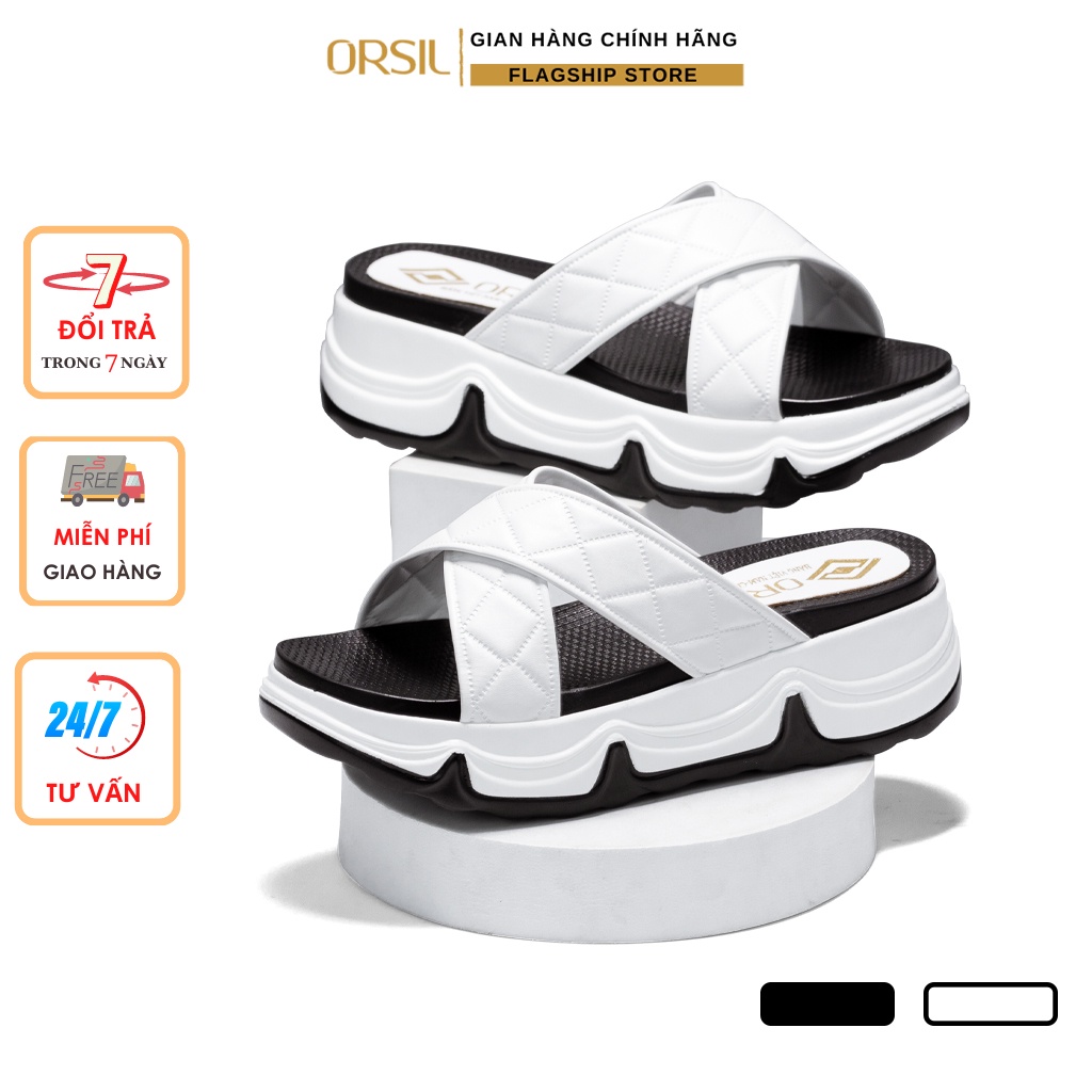 Dép sandal nữ đế cao ORSIL 5 phân 2 màu Đen - Trắng mã D-5P-QC