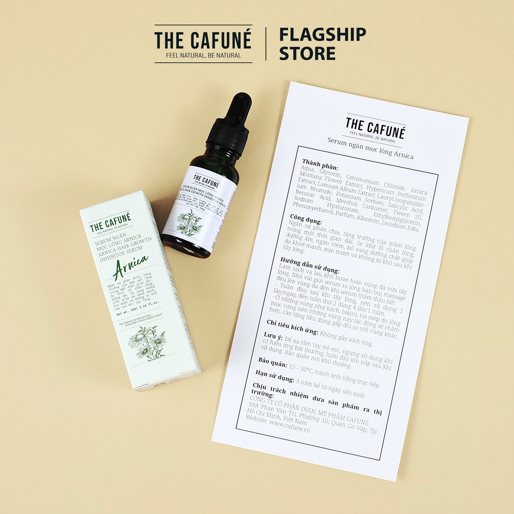 Serum Ức Chế Mọc Lông mùi thơm hơn mỡ trăn chiết xuất hoa cúc Arnica Cafuné hỗ trợ triệt lông triệt để an toàn 20ml