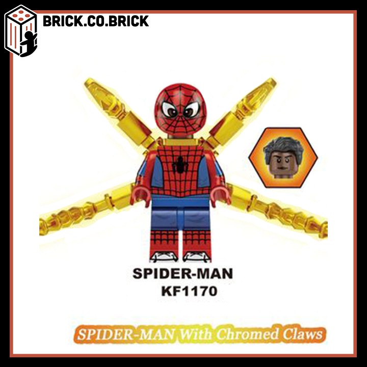 Non Lego Spider Man mạ vàng siêu bóng loáng Super Hero Đồ Chơi Lắp Ráp Mô Hình Minifigure Siêu Anh Hùng Marvels KF6090