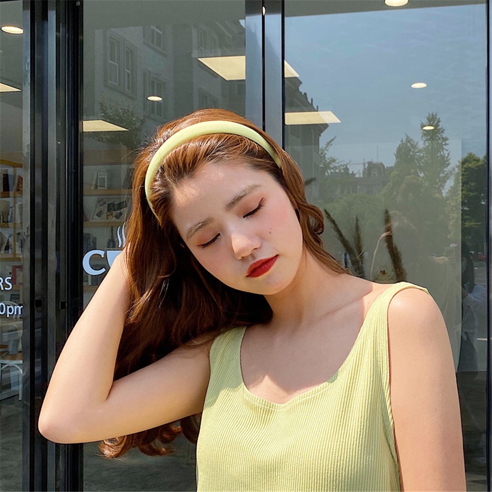 Băng đô cài tóc xốp lụa sữa màu kẹo ngọt thời trang mùa hè cho nữ