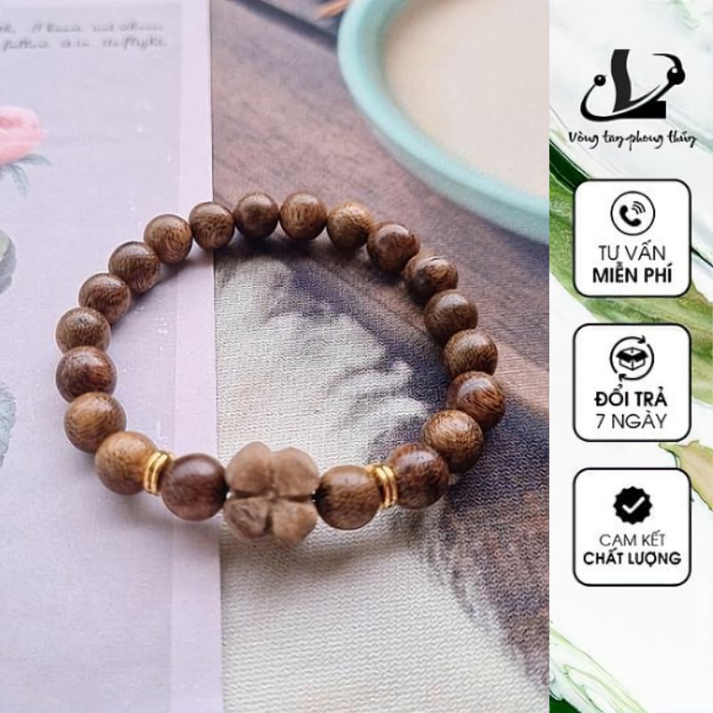 Vòng Tay Trầm Tốc 8ly Mix Chamr Cỏ 4 Lá - N19 | BigBuy360 - bigbuy360.vn