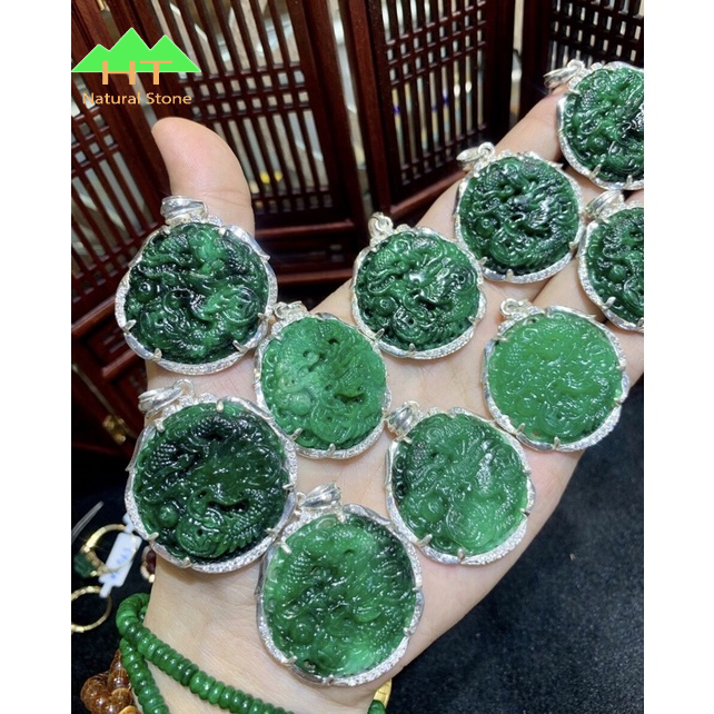 Mặt dây chuyền Ngọc Sơn thủy chạm khắc rồng