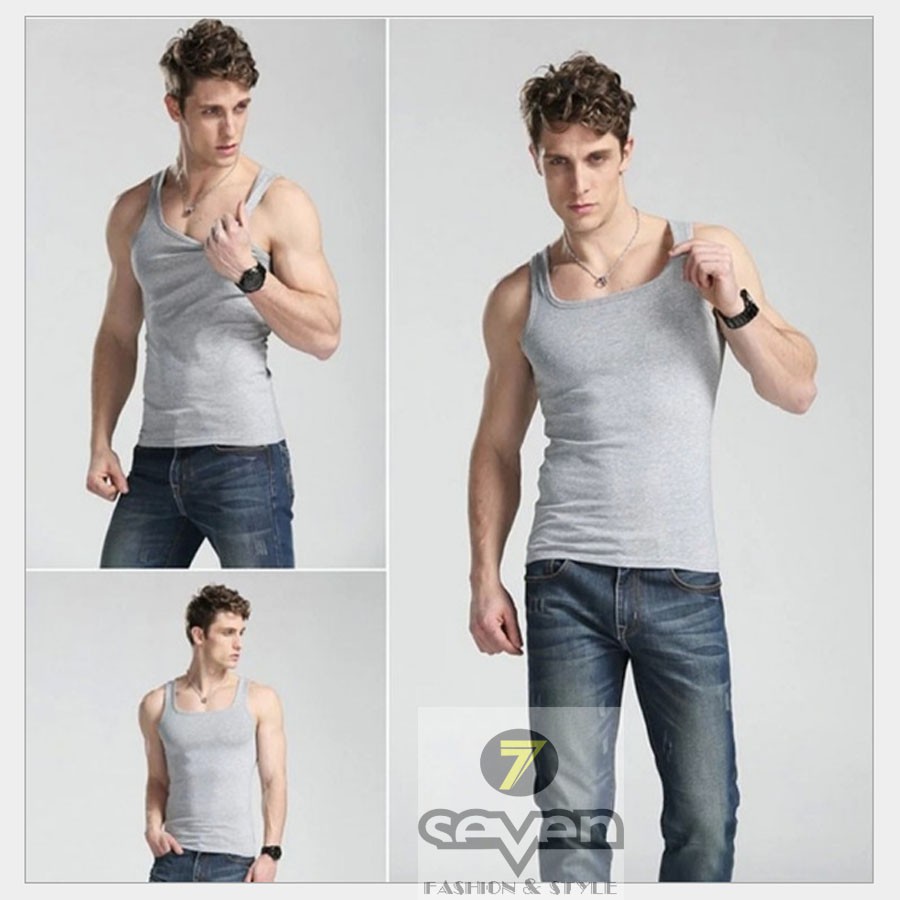 Áo ba lỗ nam cổ vuông, chất cotton mịn mát, mặc tập gym quá đẹp | BigBuy360 - bigbuy360.vn