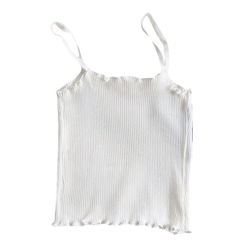 Brroa Áo Croptop Dệt Kim Hai Dây Màu Kẹo Trơn Cho Nữ
