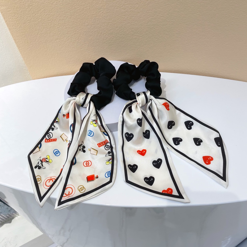 Dây buộc tóc vải satin họa tiết in nhiều kiểu độc đáo sành điệu